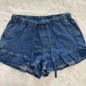 American Eagle Outfitters Ruffle Hem Denim Shorts